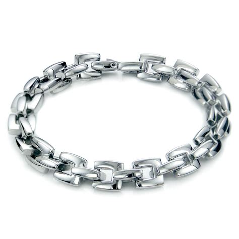 men's stainless steel large box link bracelet|stainless steel men's bangle bracelet.